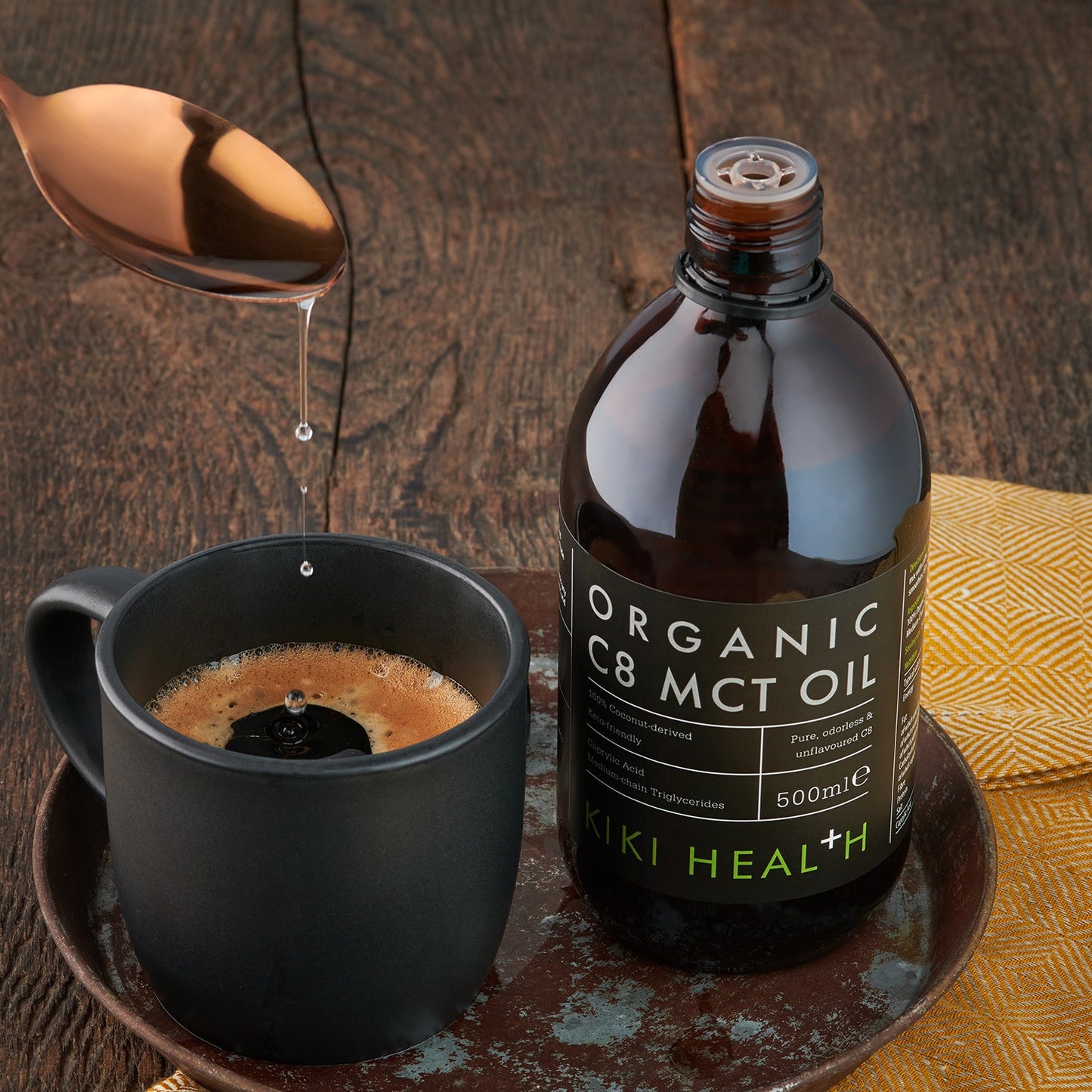 Organic MCT C8 Oil (96% Caprylic Acid) by KIKI Health