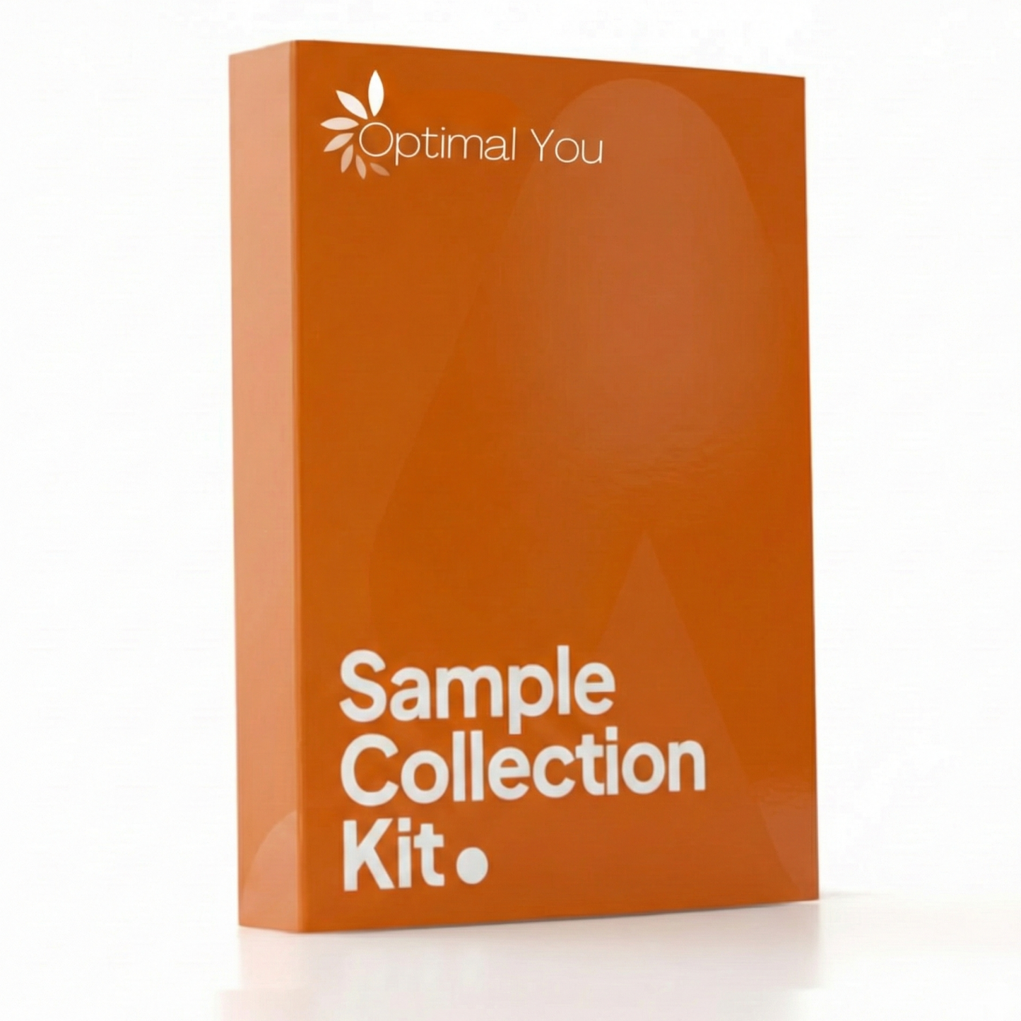 Orange box labeled 'Sample Collection Kit' with 'Optimal You' branding on a white background