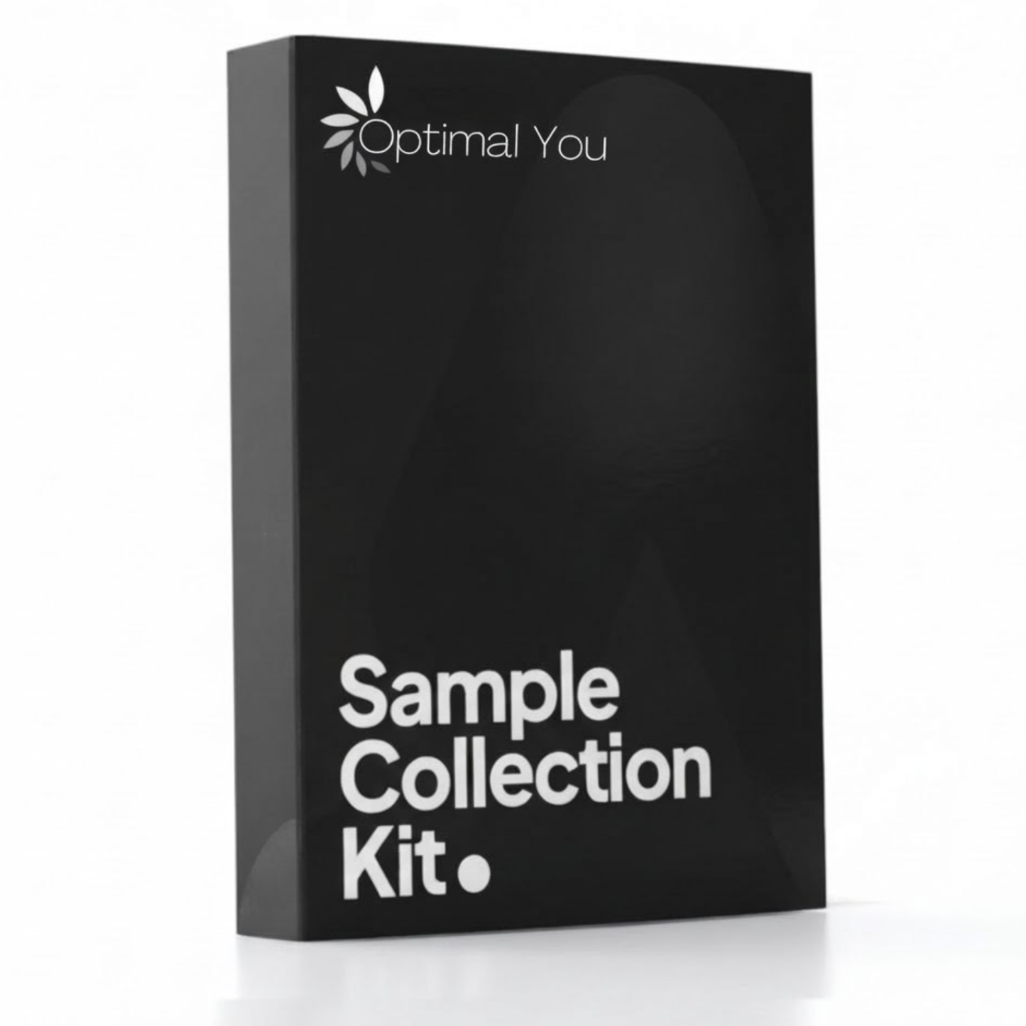Black box labeled 'Sample Collection Kit' with 'Optimal You' branding on a white background