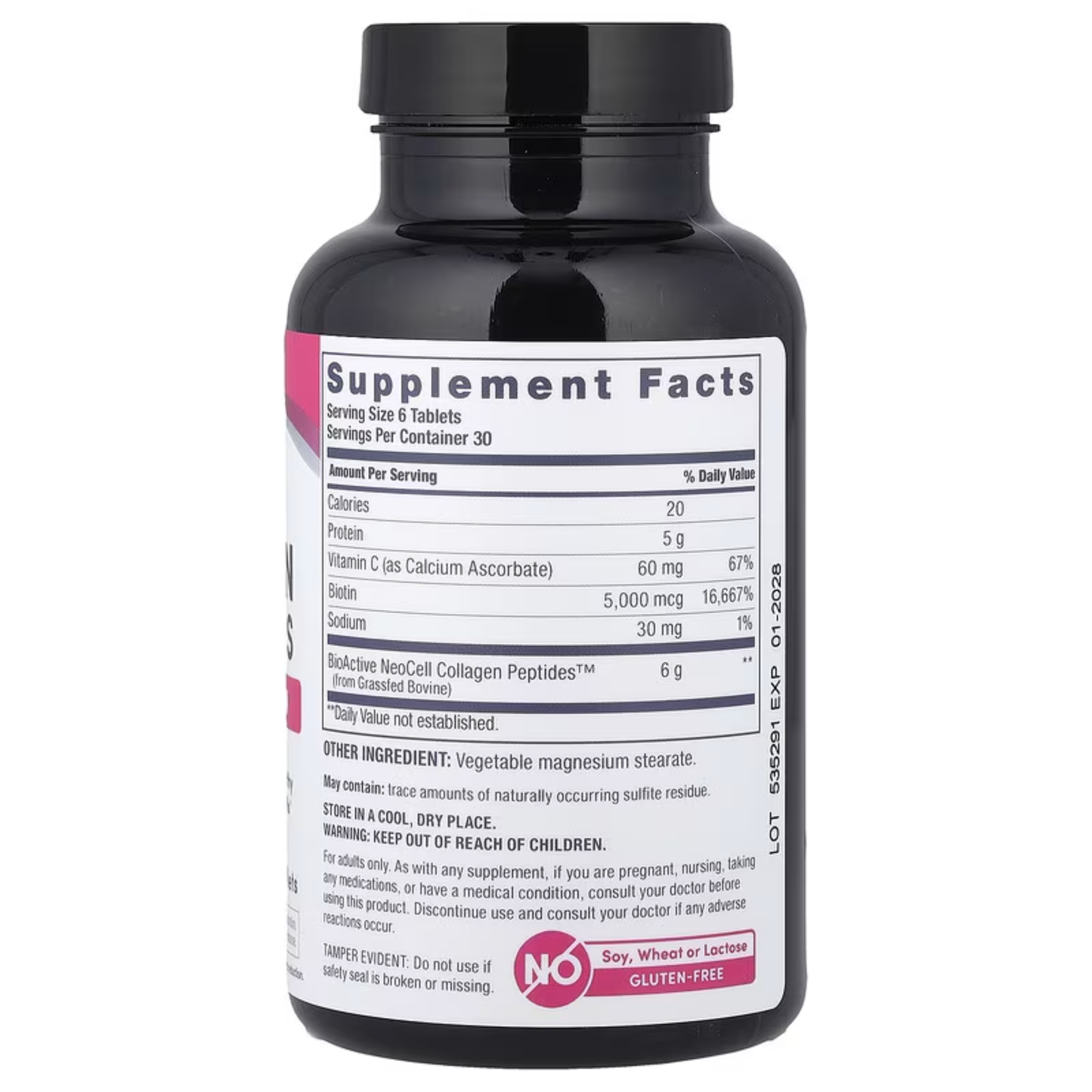 Supplement bottle with label on a white background