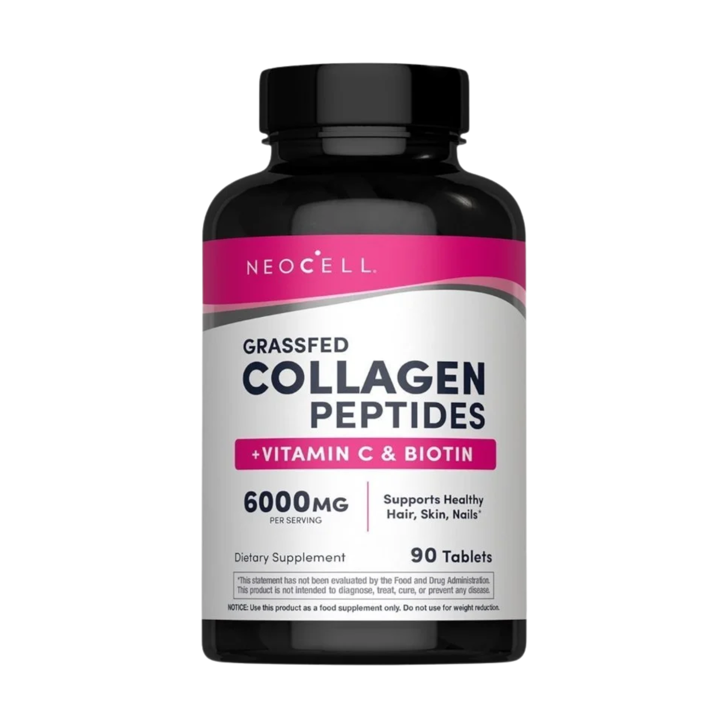 Neocell collagen peptides supplement bottle on a white background