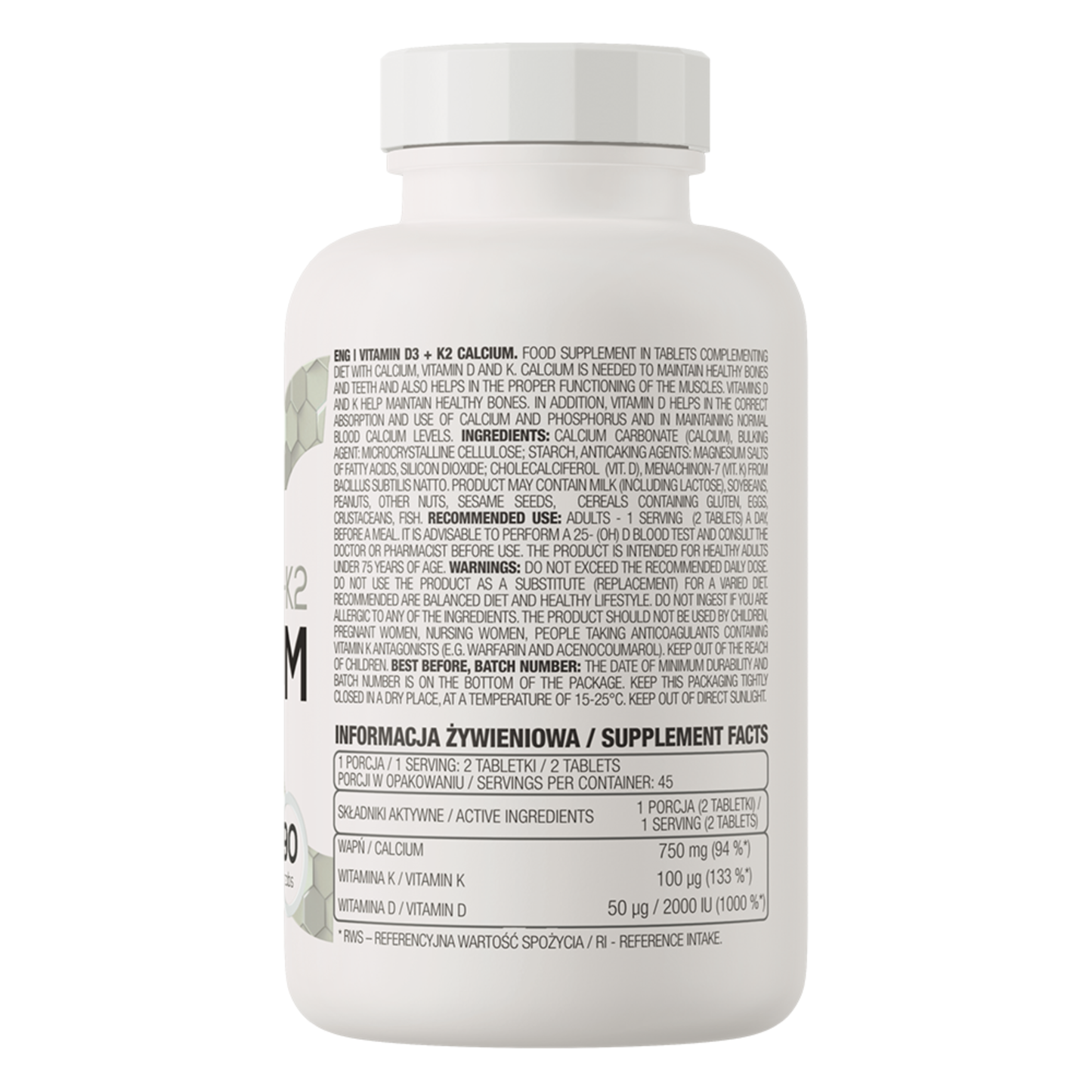 Vitamin supplement bottle with label on a white background