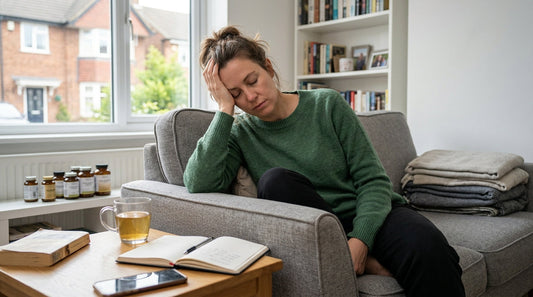 A woman looking tired holds a normal blood test result, wondering about the cause of her unexplained fatigue.