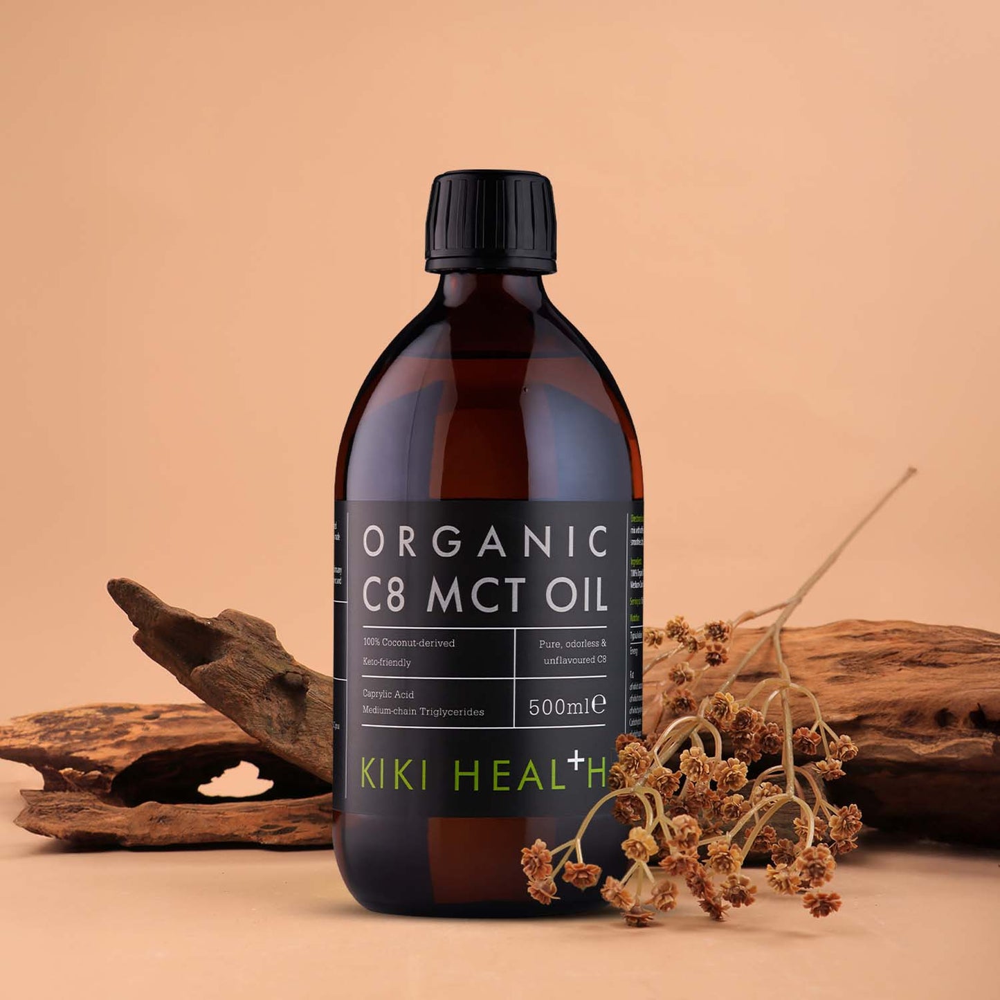 Organic MCT C8 Oil (96% Caprylic Acid) by KIKI Health