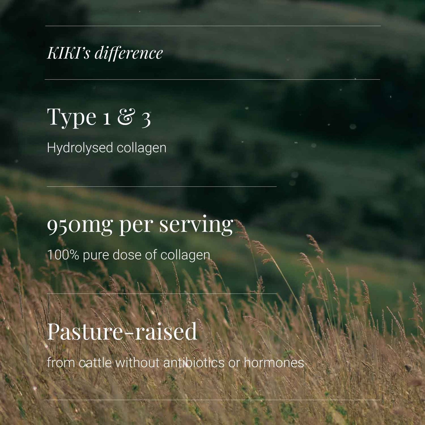 Grass-Fed Bovine Collagen Peptides (Type I & III) by KIKI Health