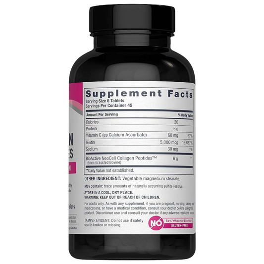 Grassfed Collagen Peptides + Vitamin C & Biotin 270 tablets