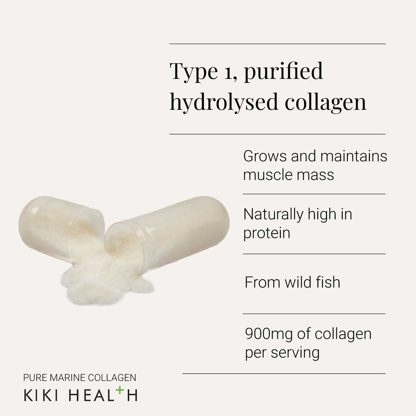 Pure Marine Collagen Vegicaps (Type 1 Hydrolysed) by KIKI Health