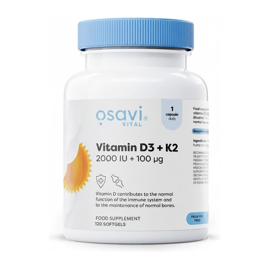 Osavi Vitamin D3 + K2 supplement bottle on a white background