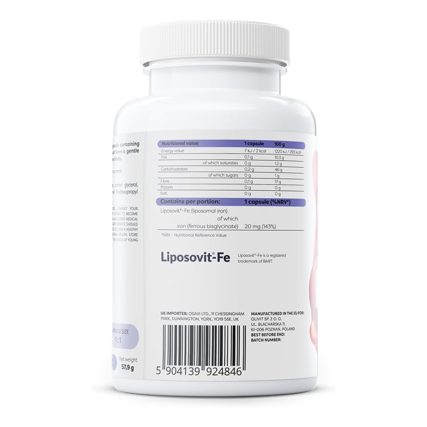 Osavi Liposomal Iron 20mg 60 Vegan Capsules
