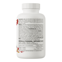 White supplement bottle with label on a white background